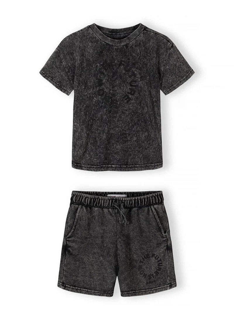مينوتي boys cotton t-shirt and grey acid wash shorts set 3-15 years